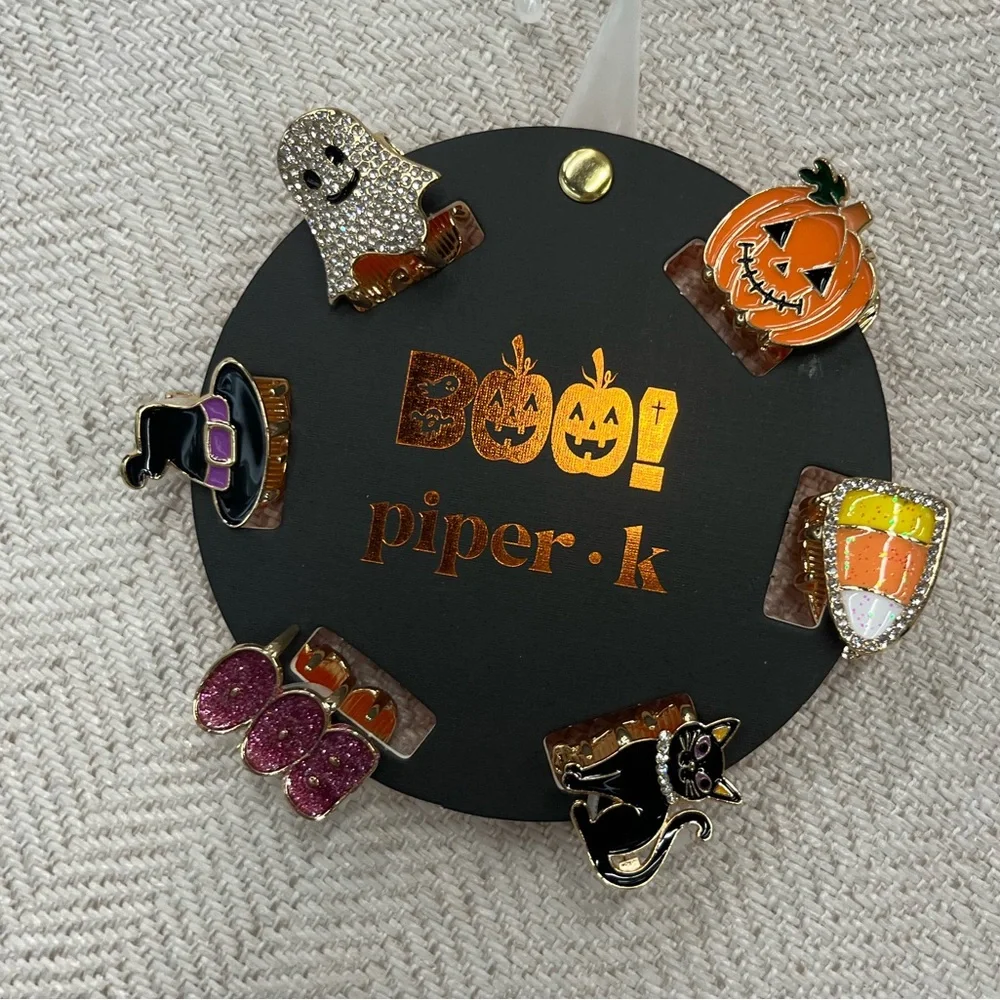 NWT ⚜️🖤⚜️ Piper K Adorable Halloween Mini Metal Hair Claw Clips Set of 6